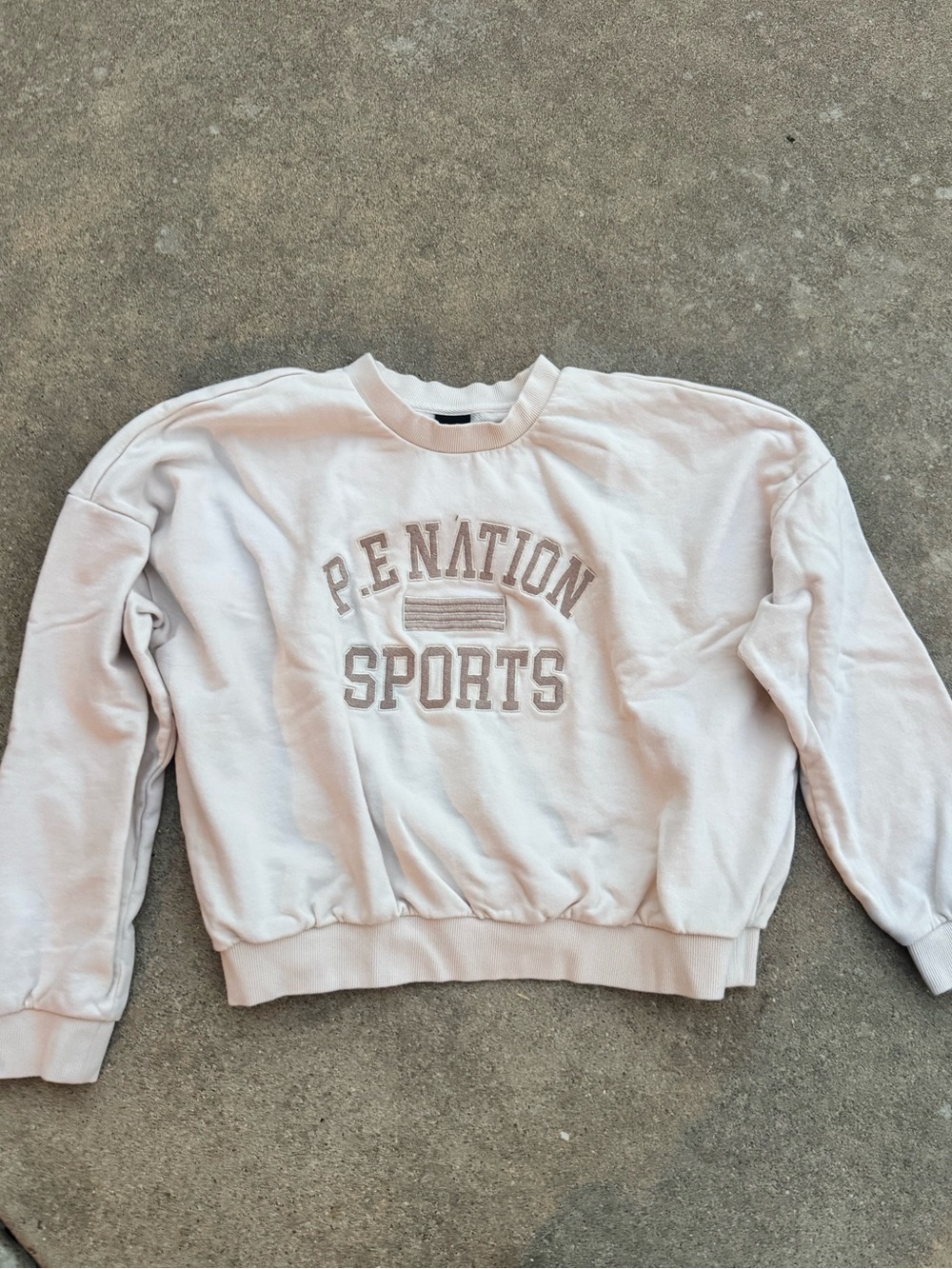 P.E Nation Light Pink Embroidered "PENATION SPORTS" Crewneck, Size Small